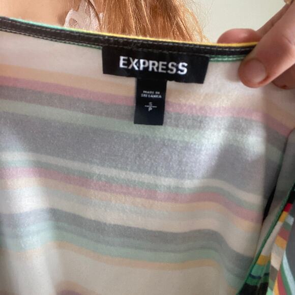 Express Colorful Striped Button Down Coastal Summer Dress Sz S/P - Picture 4 of 9